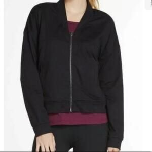 Fabletics Cropped Zip Up Attis Bomber Jacket Women's Size XS black